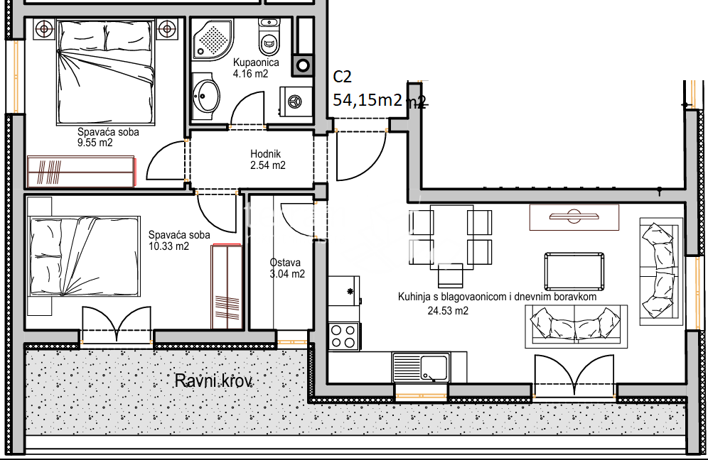 Istra, Pula, Center, stanovanje 54,25m2, novogradnja #prodaja