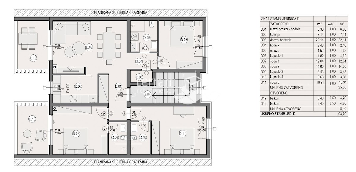 Istra, Pula, Valdebek, penthouse 112,73m2, 3SS+DB, garaža, NOVO #prodaja