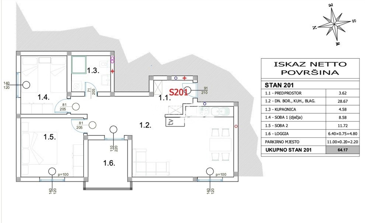 Istra, Peroj, stanovanje v drugem nadstropju manjše stanovanjske stavbe, 64,13 m2, 2SS+DB, parkirišče, NOVO!! #prodaja