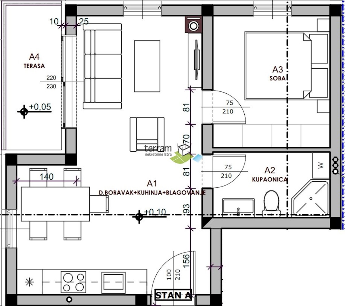 Istra, Medulin, pritlični apartma 38m2, vrt 110m2, NOVO #prodaja