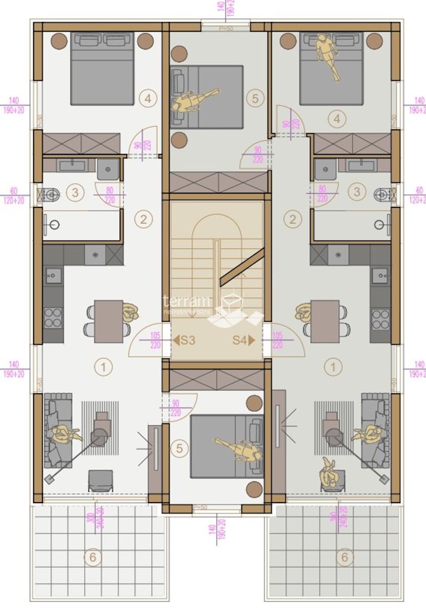 Istra, Medulin, Banjole, dva apartmaja v skupni izmeri 126m2 v prvem nadstropju, NOVO #prodaja