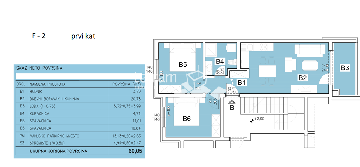 Istra, Pula, Šijana, stanovanje 60,08 m2, 2SS+db, prvo nadstropje, #prodaja