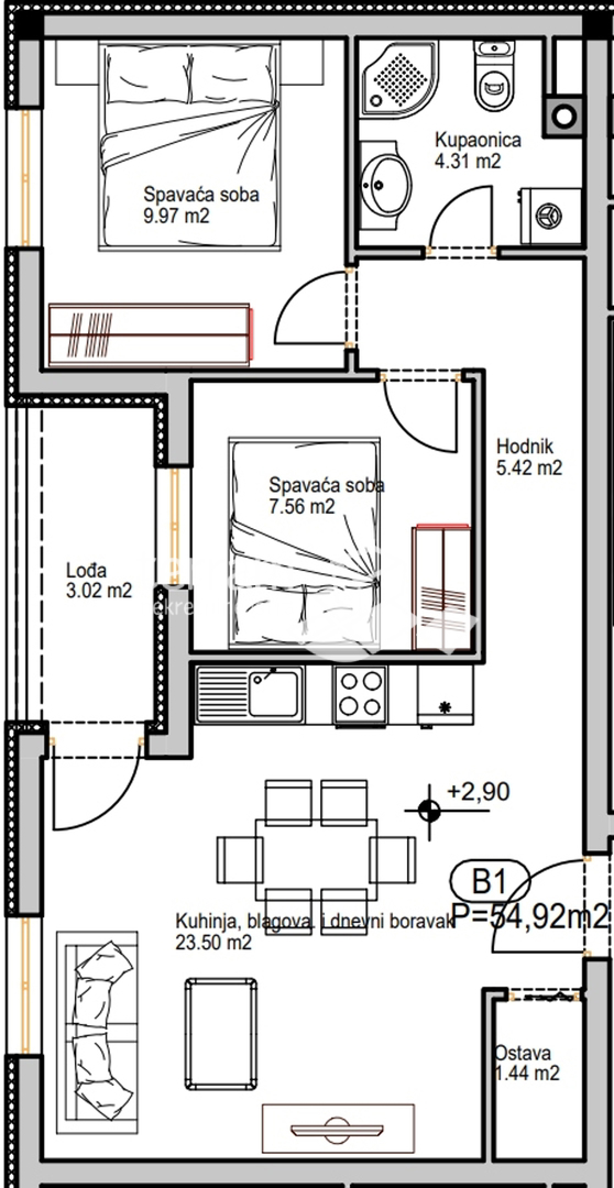 Istra, Pula, stanovanje, 54,92 m2, prvo nadstropje, novogradnja, prodaja