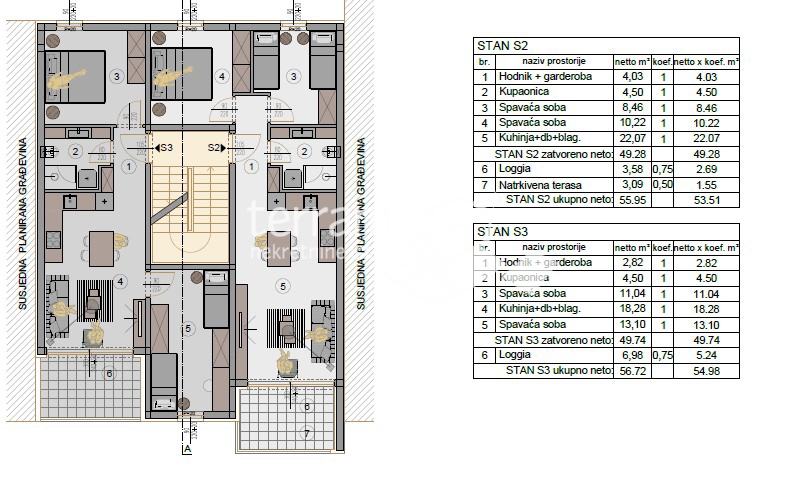 Istra, Pula, širši center, novogradnja, 1. nadstropje, 57,30m2, 2s + kopalnica, NOVO!!!!