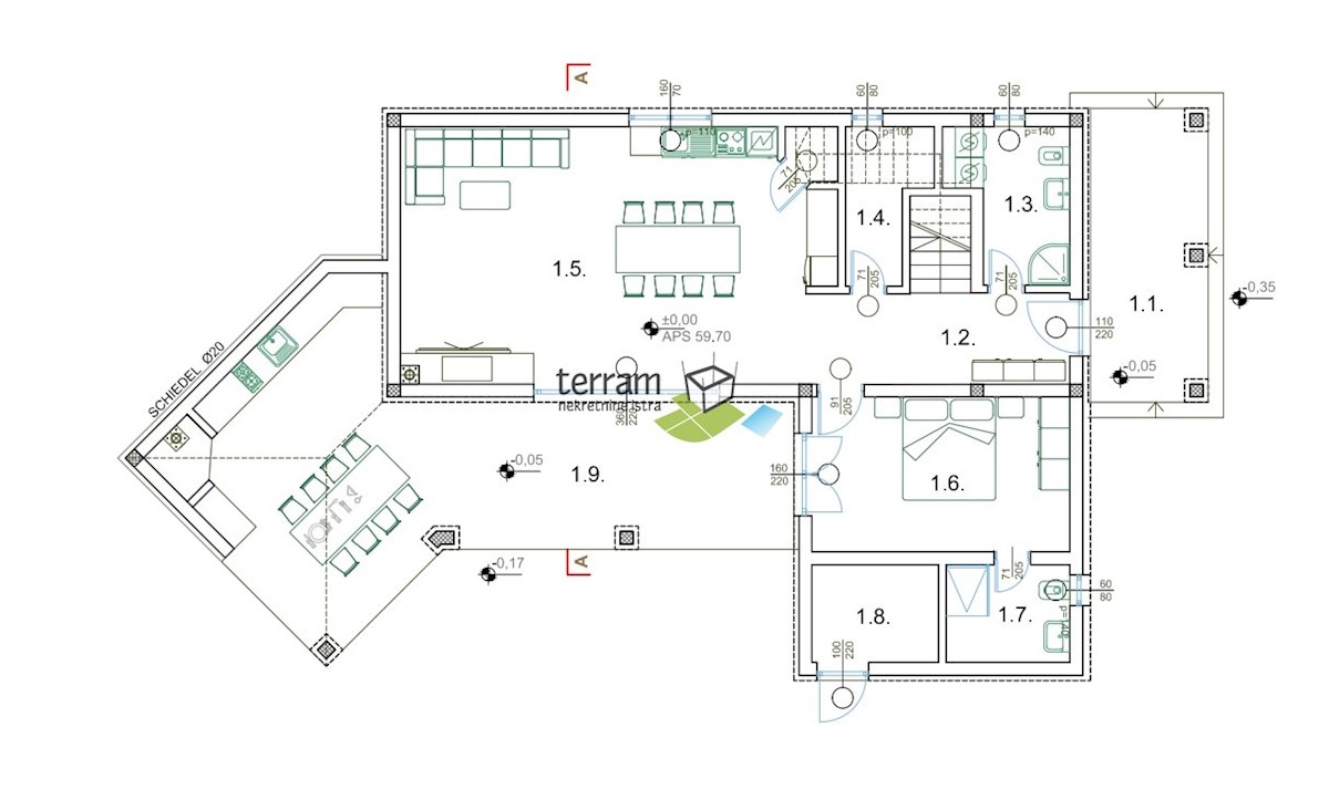 Istra, Žminj, Vila 166m2 z bazenom in vrtom 774m2