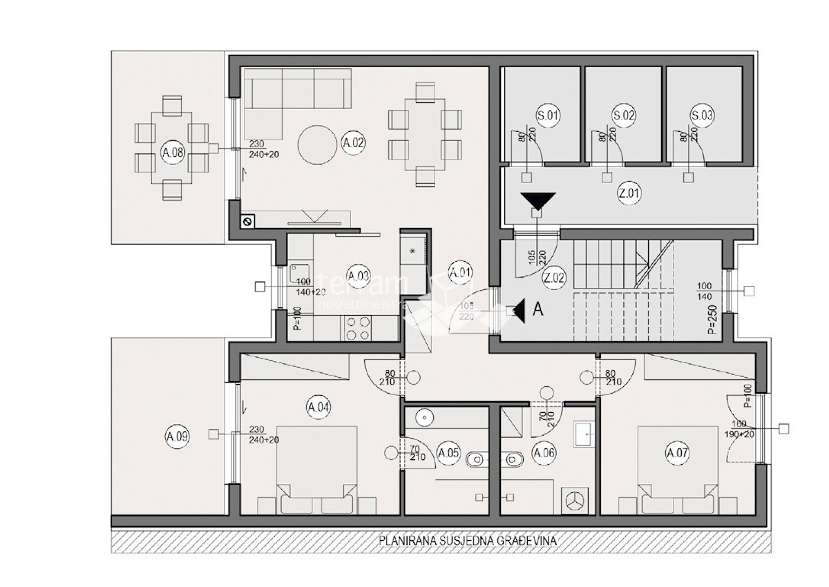 Istra, Pula, Valdebek, pritličje 93,66 m2, 2SS+DB, vrt 180 m2 NOVO #prodaja