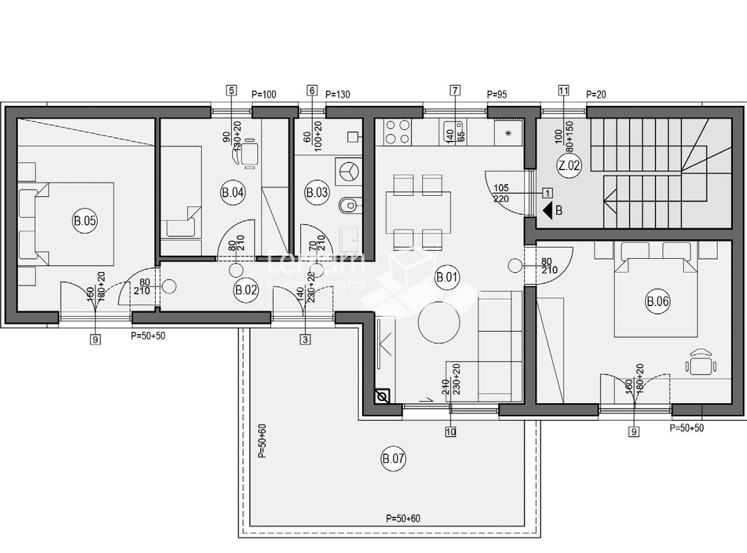 Istra, Pula, Busoler, stanovanje 81,18 m2, 3 sobe + jedilnica, prvo nadstropje, dve parkirni mesti, prodaja