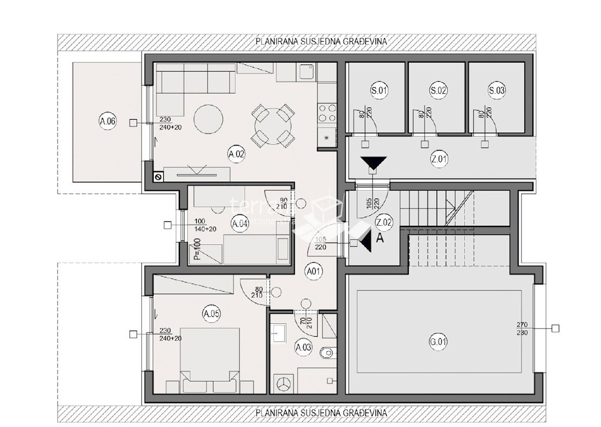 Istra, Pula, Valdebek, pritličje 58,81 m2, 2SS+DB, vrt 74 m2 NOVO #prodaja