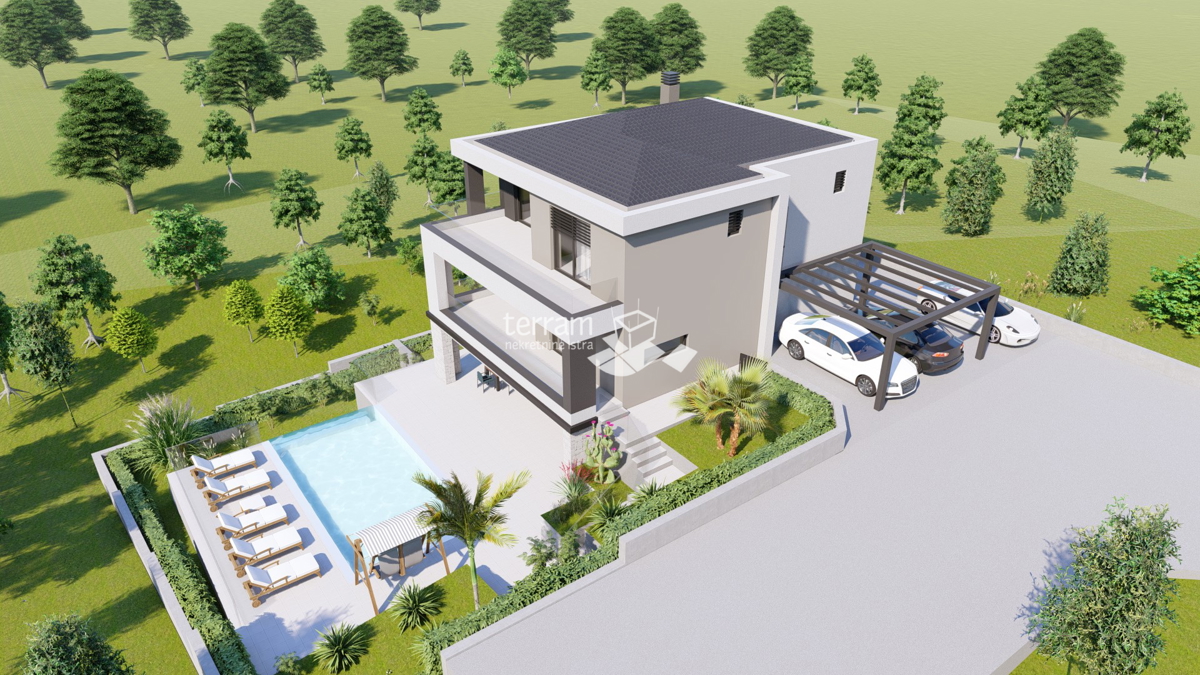 Istra, Barban, Pavlići, gradbeno zemljišče 566 m2, idejna zasnova za dvostanovanjsko hišo s bazenom, #prodaja