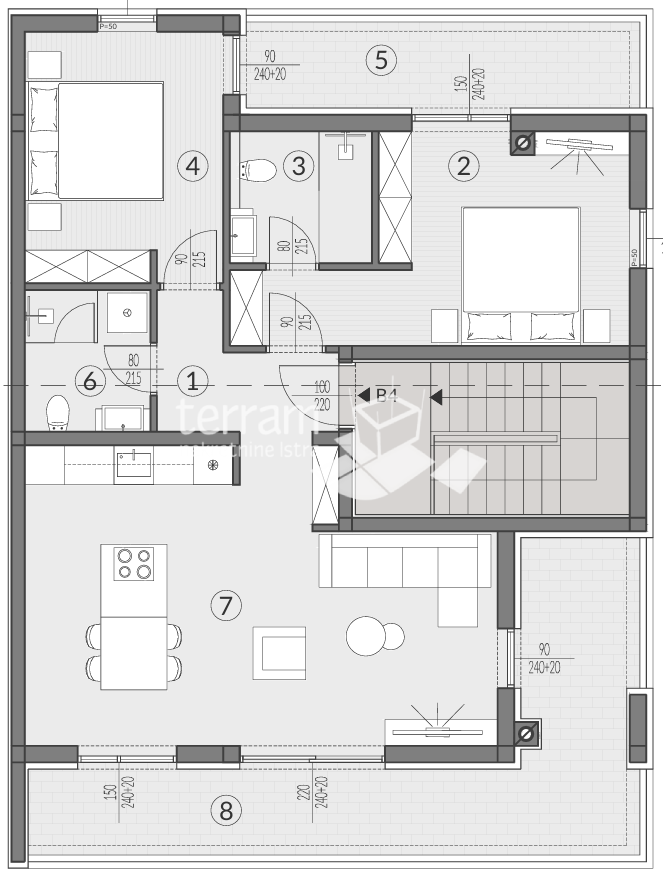 Istra, Pula, Valdebek, penthouse 90,91 m2, 2 spalnici + dnevna soba, II. nadstropje, shramba, parkirišče, NOVO, #prodaja