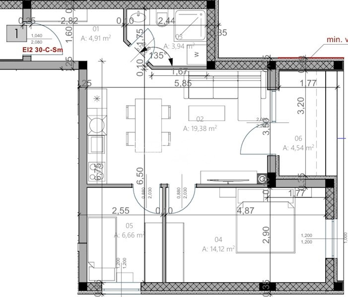 Istra, Pula, Monvidal, stanovanje 61.42m2, 2SS+DB, NOVO #prodaja