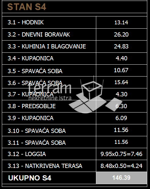 Istra, Pula, Štinjan, stan 170m2, 3 SS+DB, drugo nadstropje, garaža, NOVO, #prodaja