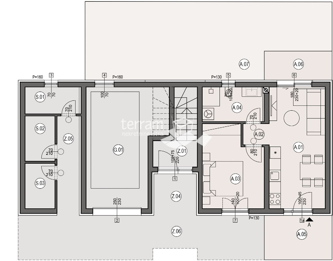 Istra, Pula, Busoler, stanovanje 52,20 m2, 1 spalnica + jedilnica, vrt 46 m2, prodaja