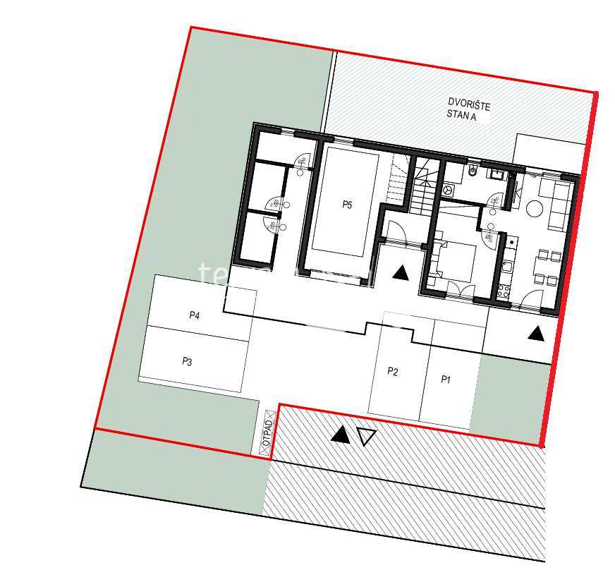 Istra, Pula, Busoler, stanovanje 52,20 m2, 1 spalnica + jedilnica, vrt 46 m2, prodaja