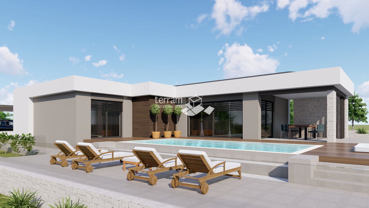 Istra, Barban, Pavlići, gradbeno zemljišče 612 m2, idejna zasnova pritlične hiše s bazenom, #prodaja
