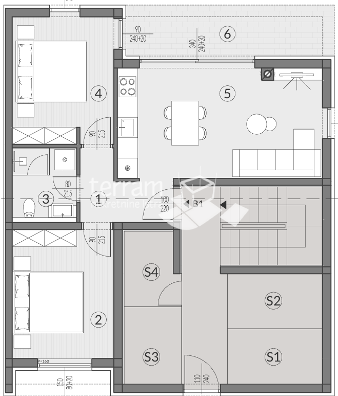 Istra, Pula, Valdebek, pritličje 71,76 m2, 2SS+DB, vrt 100 m2, shramba, parkirišče, NOVO, #prodaja