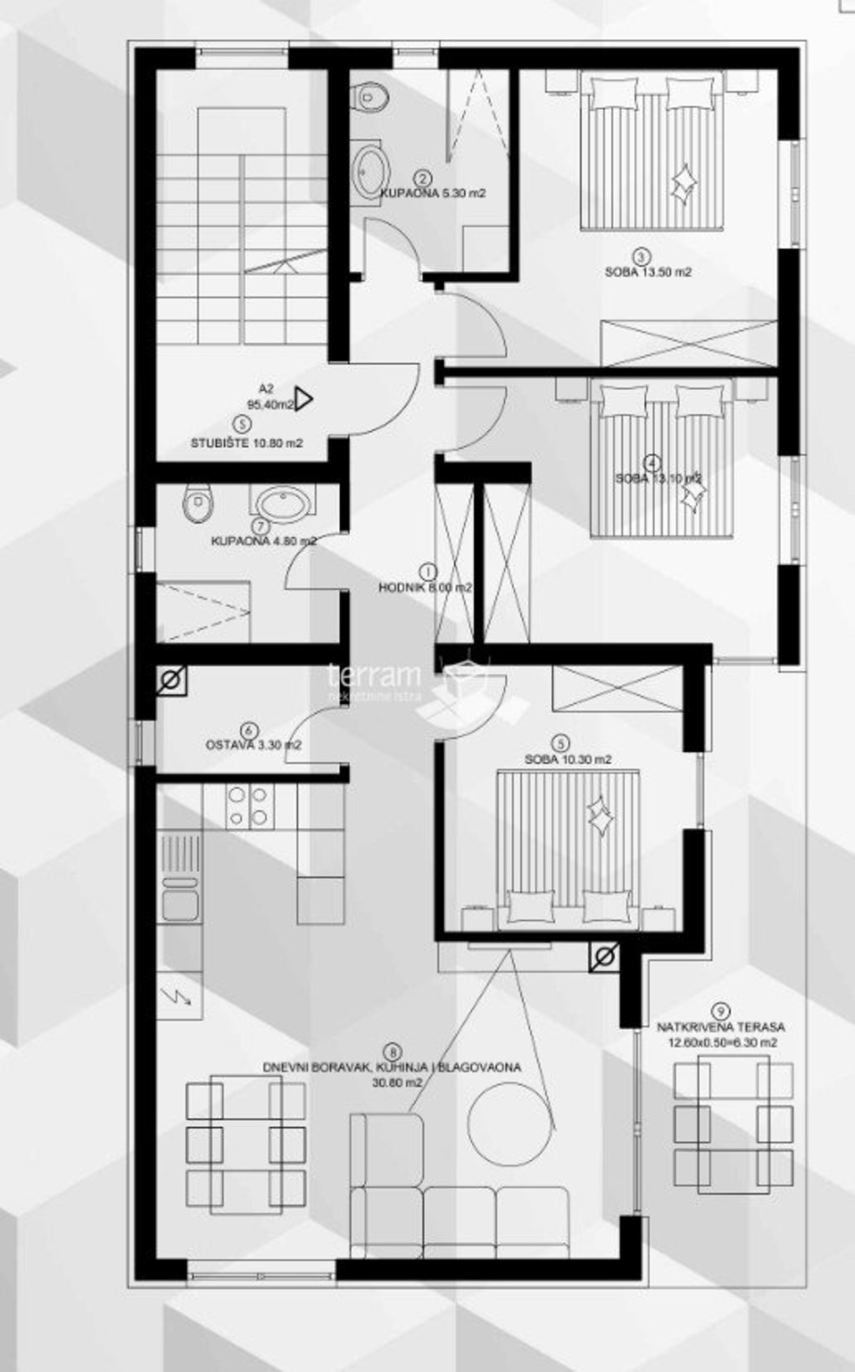 Istra, Medulin, apartma 1. nadstropje, 101,65m2, 3s, parking, blizu morja, NOVO!! #razprodaja