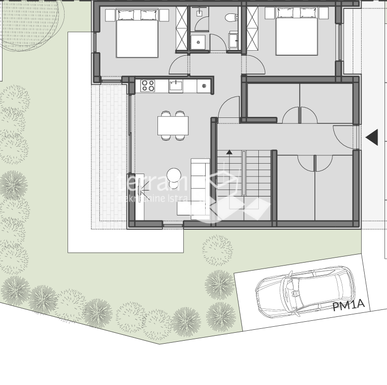 Istra, Pula, Valdebek, pritličje 61,36 m2, 2SS+DB, shramba, parkirišče, NOVO, #prodaja