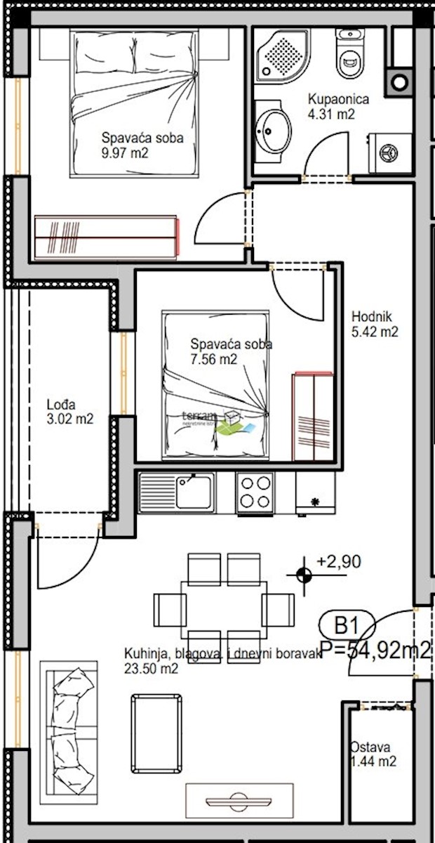 Istra, Pula, Center, stanovanje 54,92m2, novogradnja #prodaja