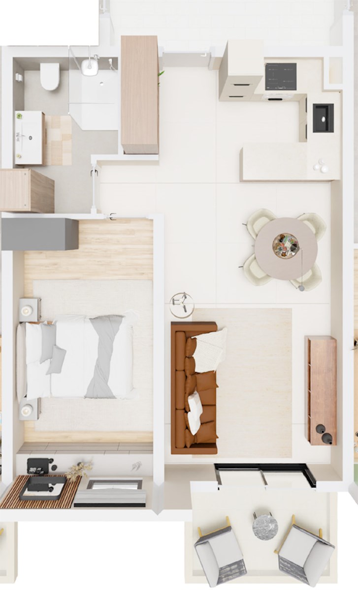 Novo, vseljivo stanovanje v Vabrigi, 800 m od morja