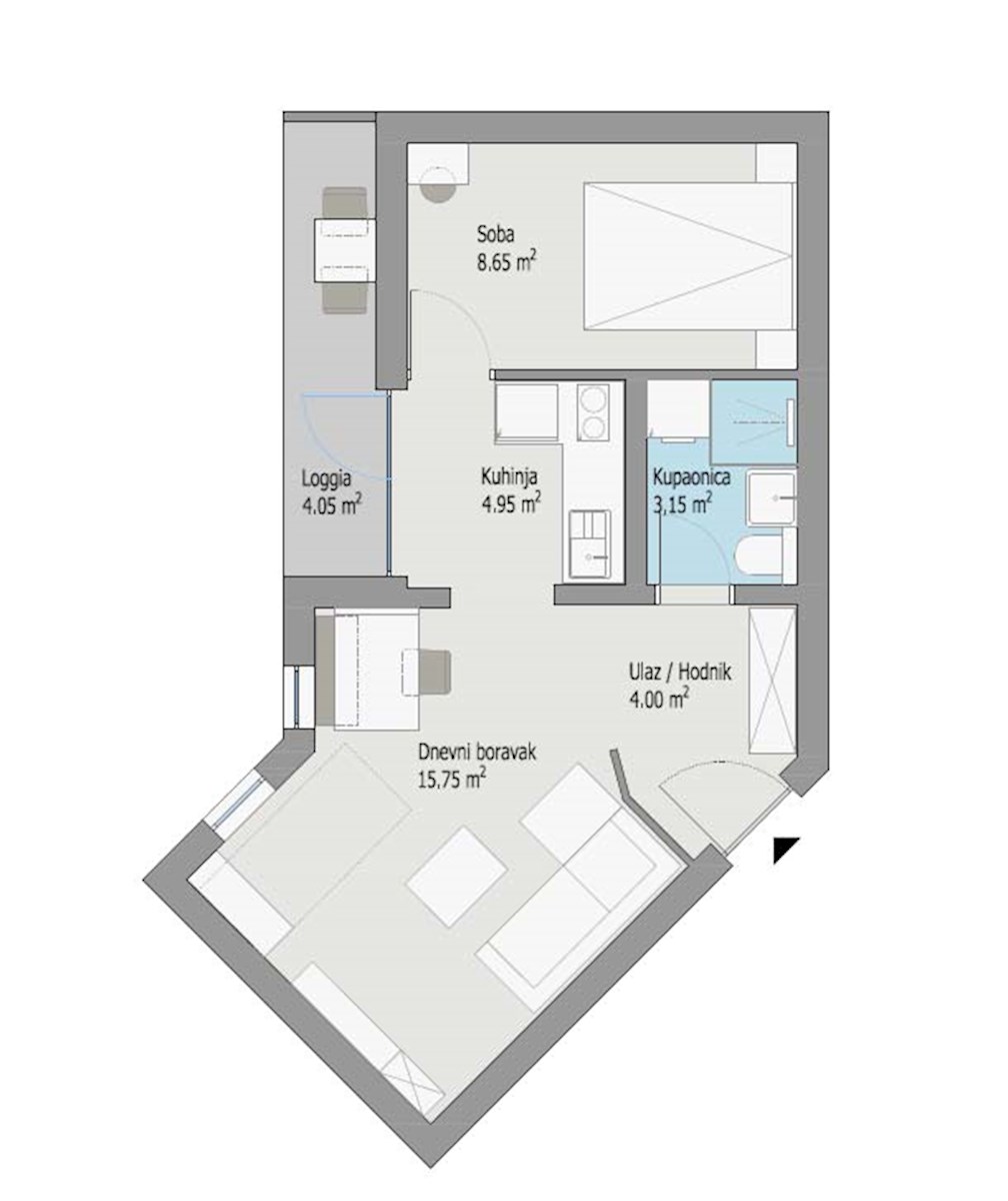 Prenovljeno in opremljeno stanovanje v 1. nadstropju v Červar Porat, 40 m² (SO-368)