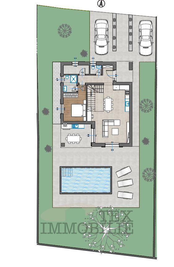 Okolica Poreča, hiša z bazenom v izgradnji