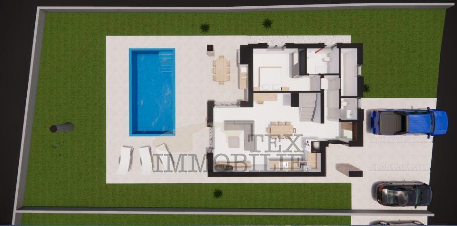 Okolica Poreča, hiša z bazenom v izgradnji