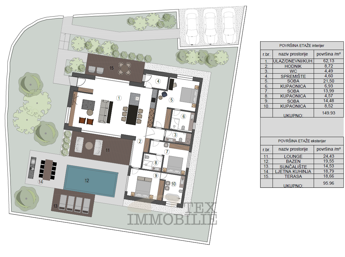 Hiša z bazenom v bližini Poreča, 150 m2
