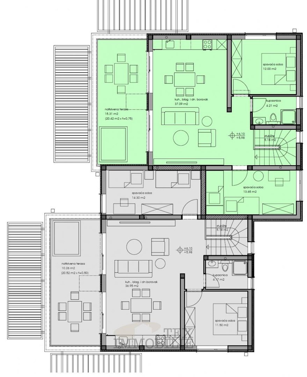 Novogradnja, dvoetažno stanovanje s pogledom na morje -124,82 m2