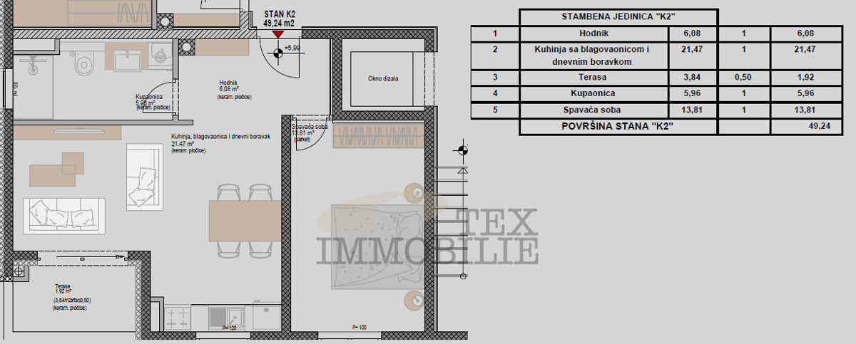 Moderno stanovanje 49,24 m² v tretjem nadstropju – 1 km od morja, Poreč – K2