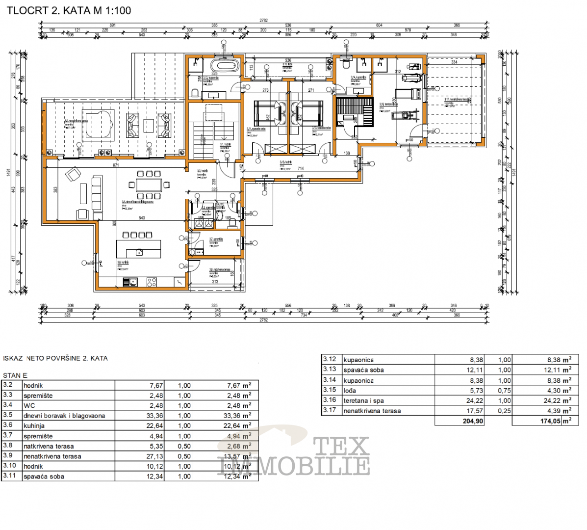 Poreč, penthouse s tremi spalnicami - E