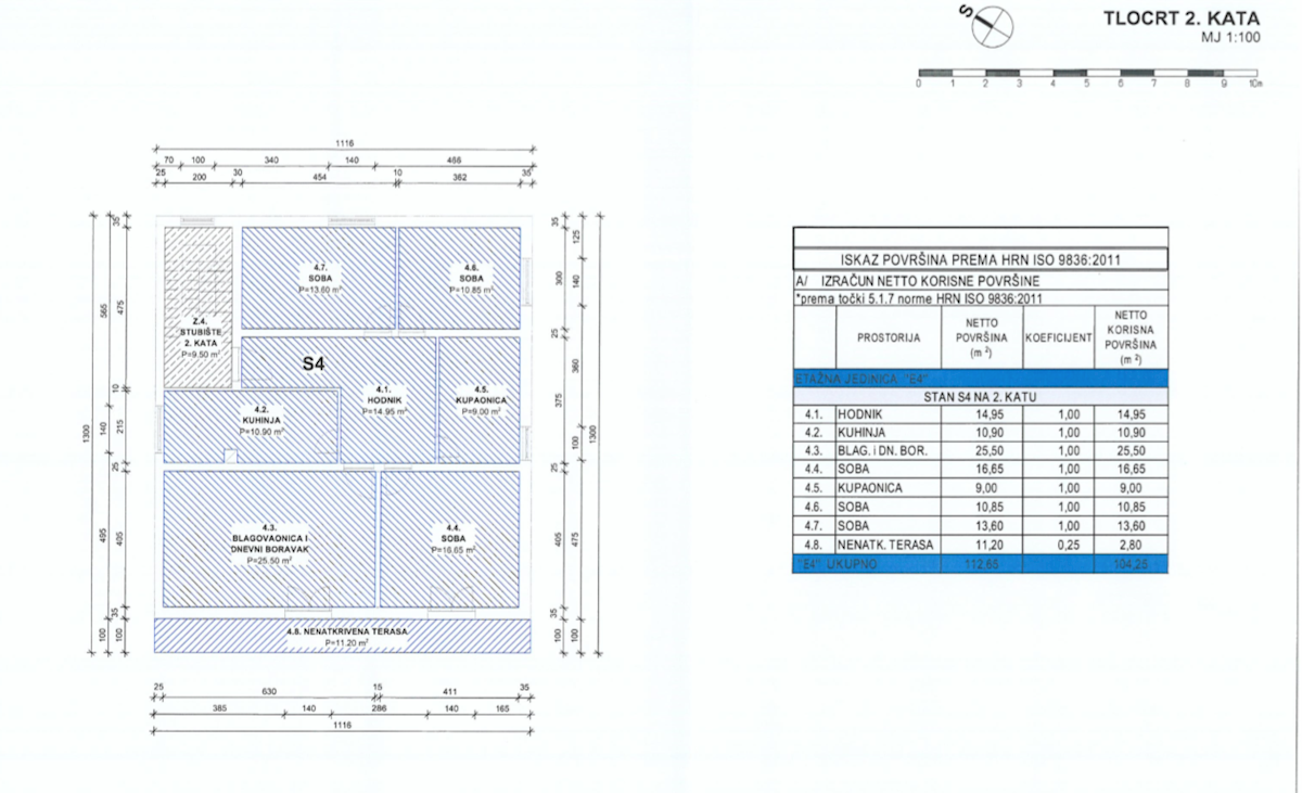 Zadar – Brodarica, štirisobno stanovanje, 104 m², z razgledom na morje, 2. nadstropje (prodaja)
