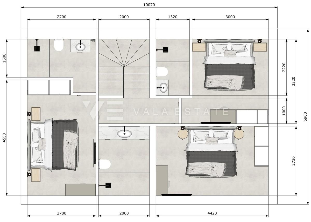 MODERNA DVOJNA HIŠA Z BAZENOM IN POGLEDOM NA MORJE