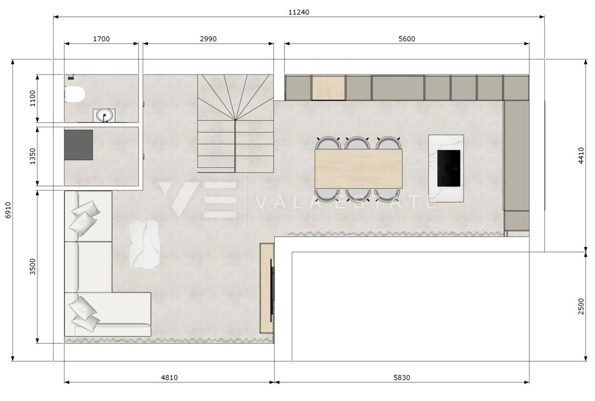 MODERNA DVOJNA HIŠA Z BAZENOM IN POGLEDOM NA MORJE