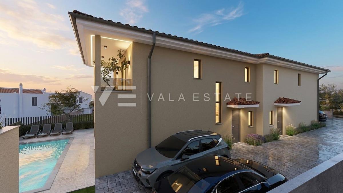 MODERNA DVOJNA HIŠA Z BAZENOM IN POGLEDOM NA MORJE