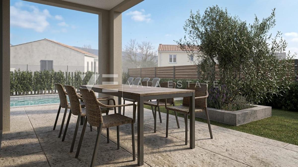 MODERNA DVOJNA HIŠA Z BAZENOM IN POGLEDOM NA MORJE