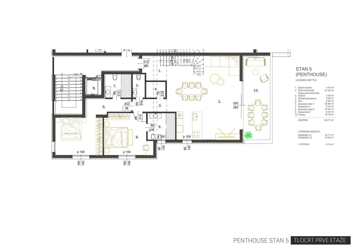 Penthouse v novi stavbi v bližini centra in morja, Rovinj