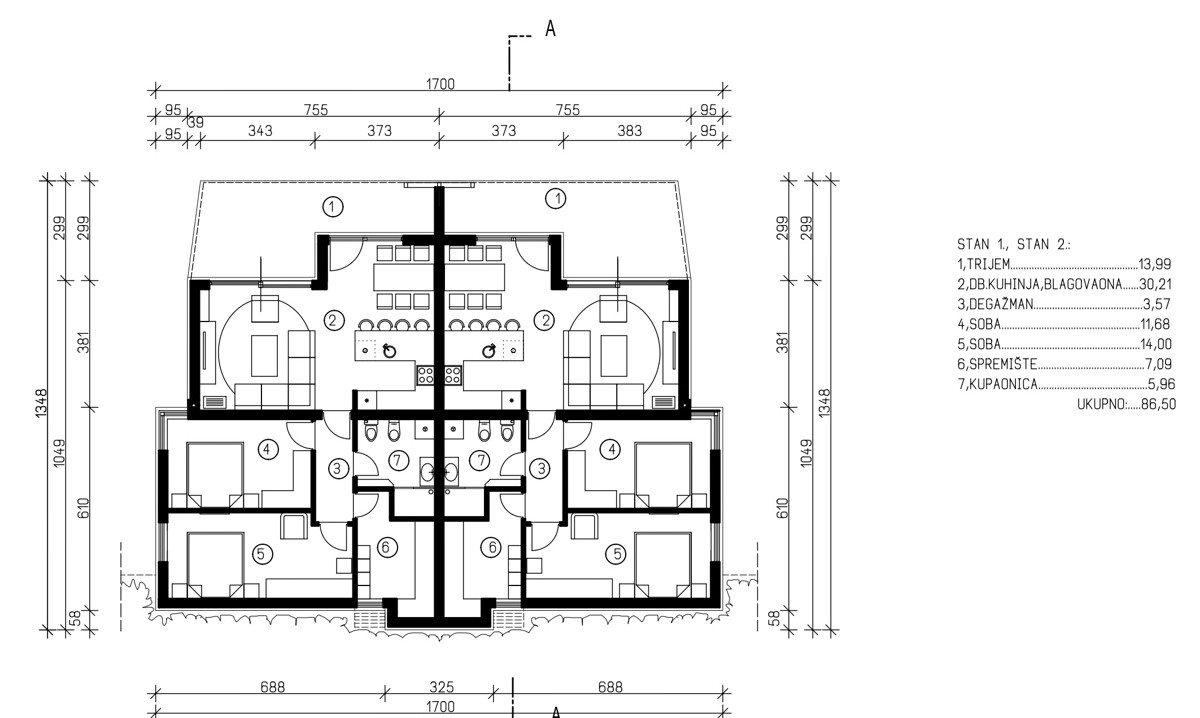 Omišalj, otok Krk, novogradnja, dvoposteljno stanovanje v pritličju, vrt, 2. vrsta do morja, prodaja