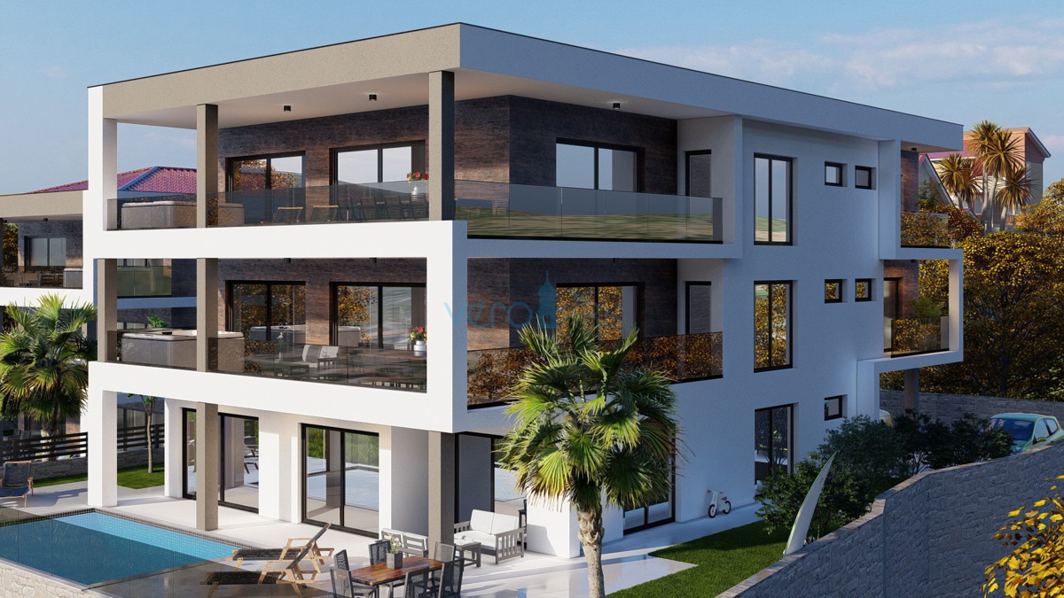 Vrbnik, otok Krk, stanovanje 162 m2, bazen, fitnes, vrt, prodaja