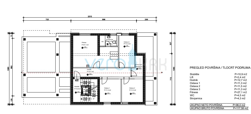 Vrbnik, otok Krk, stanovanje 162 m2, bazen, fitnes, vrt, prodaja