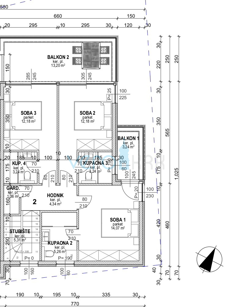 Otok Krk, Malinska, moderna dvojna hiša s bazenom, vrt, razgled, prodaja