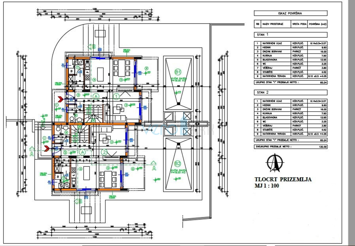 Vrbnik, okolica, dvojček, novogradnja, razgled, bazen, prodamo