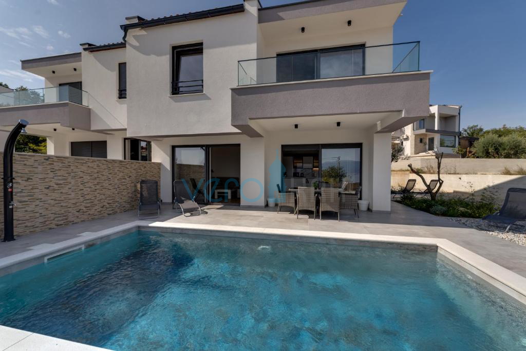 Vrbnik, okolica, dvojček, novogradnja, razgled, bazen, prodamo