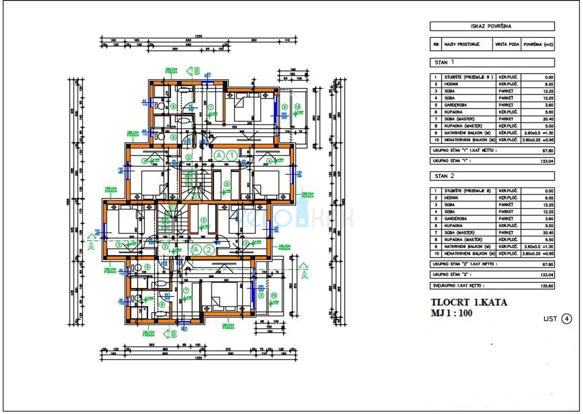 Vrbnik, okolica, dvojček, novogradnja, razgled, bazen, prodamo