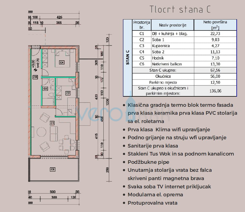 Otok Krk, Omišalj, Apartma v prvem nadstropju s pogledom na morje, 170m od morja, prodamo