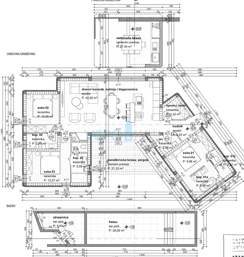 Otok Krk, mesto Krk, širša okolica, samostojna moderna hiša s bazenom, pogled na morje, prodaja