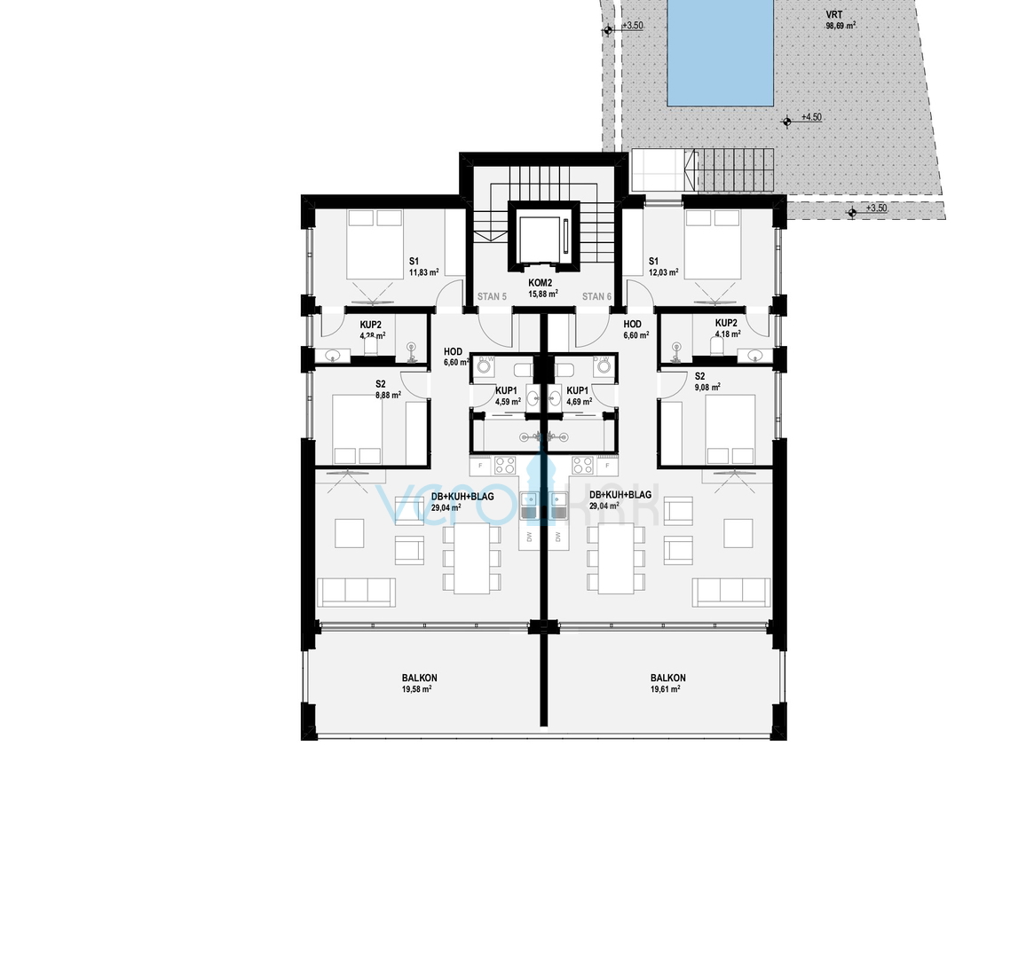 Omišalj, otok Krk, zazidljivo zemljišče 970 m2, gradbeno dovoljenje, 2. vrsta ob morju, razgled, prodaja