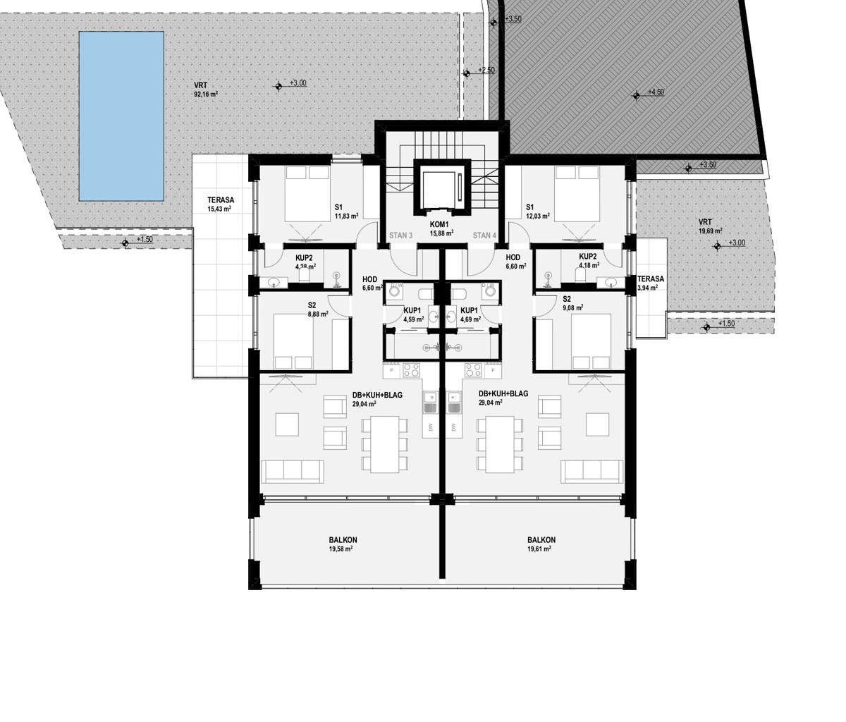 Omišalj, otok Krk, zazidljivo zemljišče 970 m2, gradbeno dovoljenje, 2. vrsta ob morju, razgled, prodaja