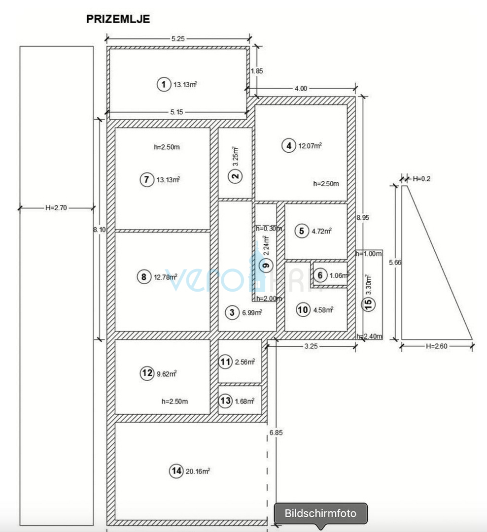 Crikvenica, Centar, samostojna hiša za investicijo, 2. vrsta do morja, razgled, parkirišče, prodaja