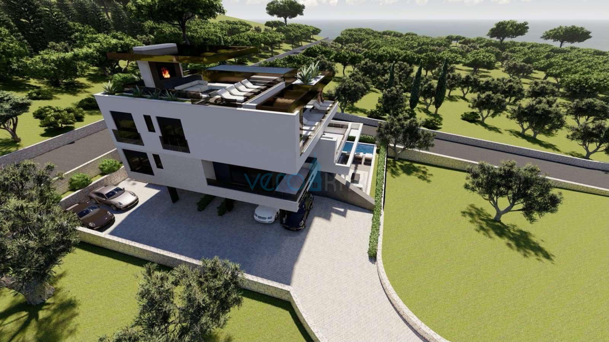 Mesto Krk, moderni penthouse 162 m2 s pogledom na morje in bazenom, prodamo